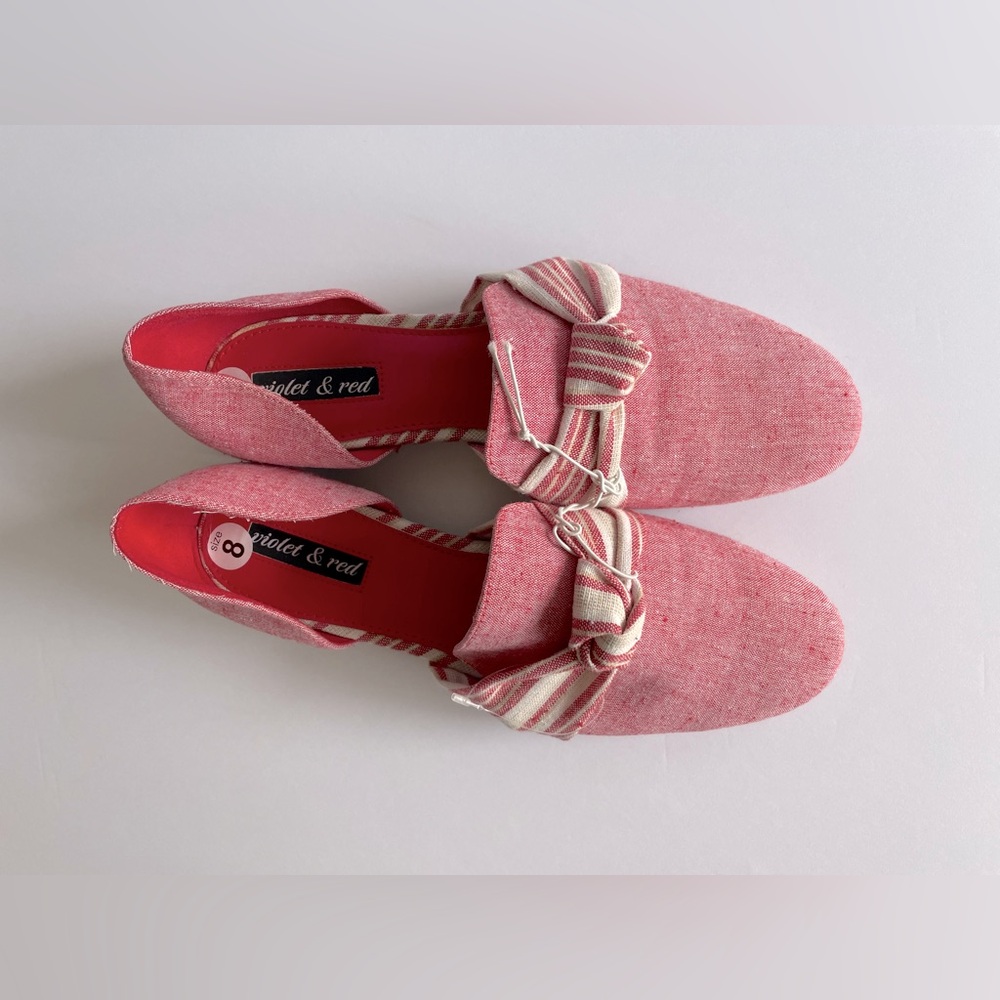 Violet & Red Blush Pink Bow Loafers D’Orsay Flats NWT Size 8 - Picture 4 of 8